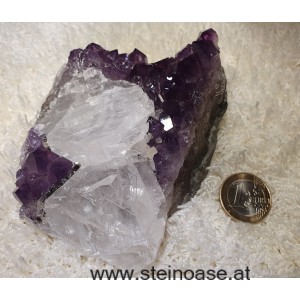 Amethyst Drusenstück mit Calcit